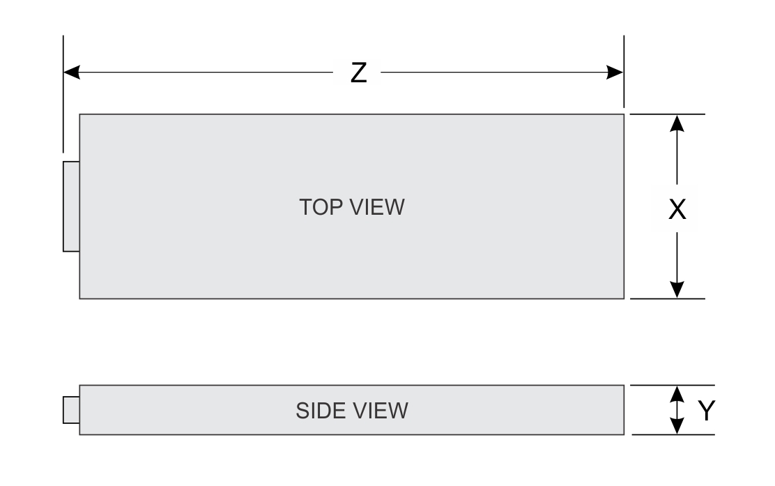 This figure shows the dimensions of the PowerEdge C6400 enclosure.