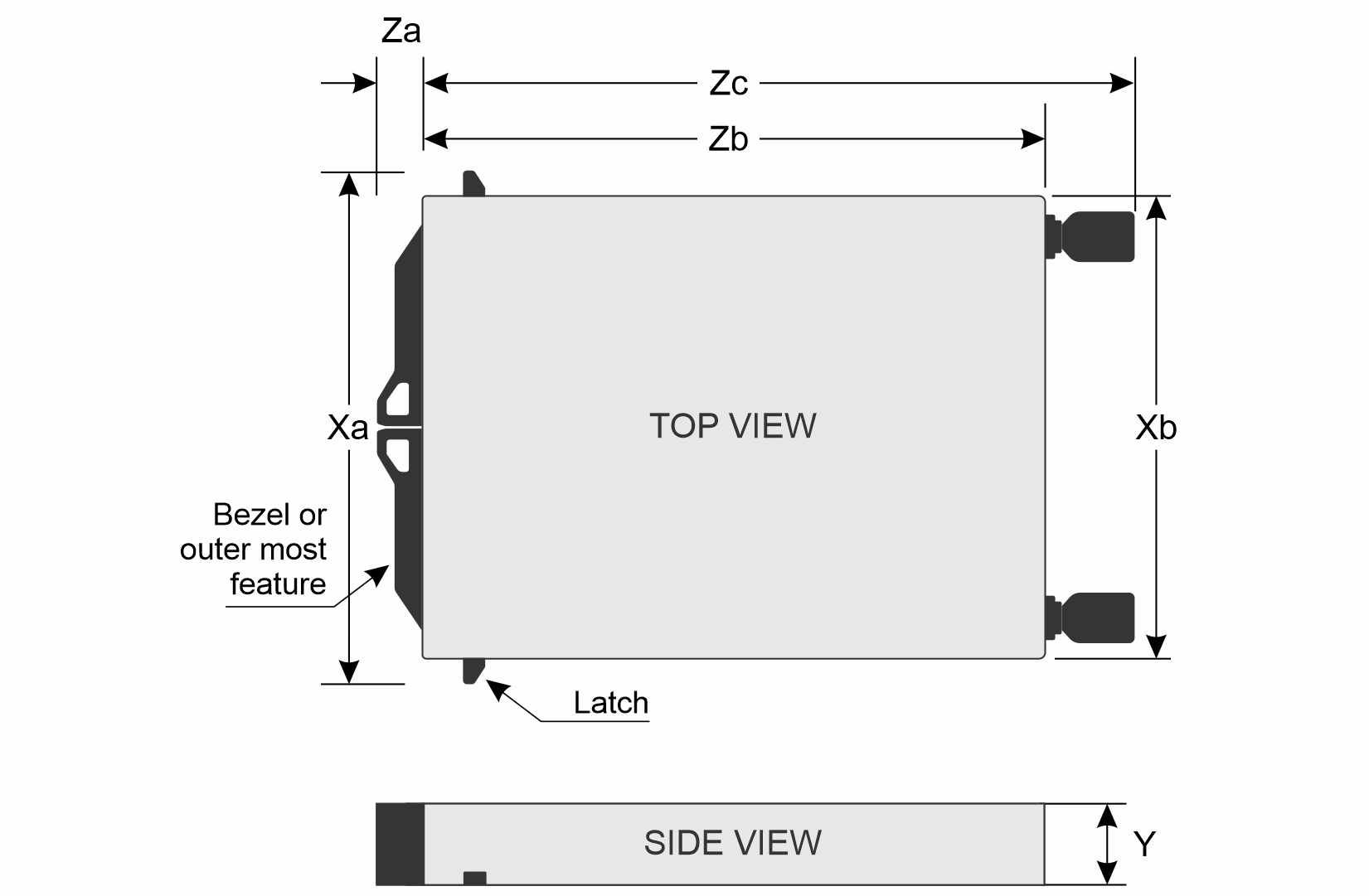 This image shows the dimensions of M7725 system.