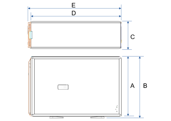 This image shows chassis dimension for the PowerEdge T550 system.
