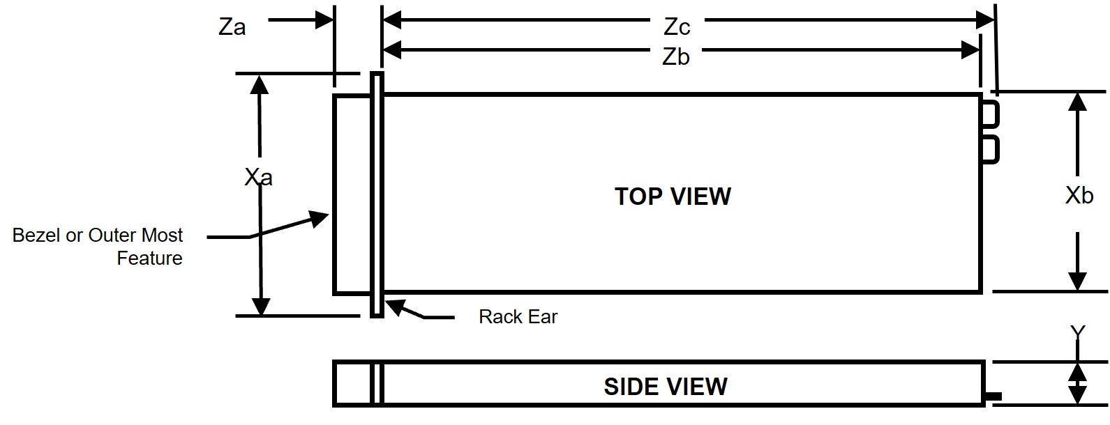 This image shows chassis dimension for the PowerEge XE9780 system.