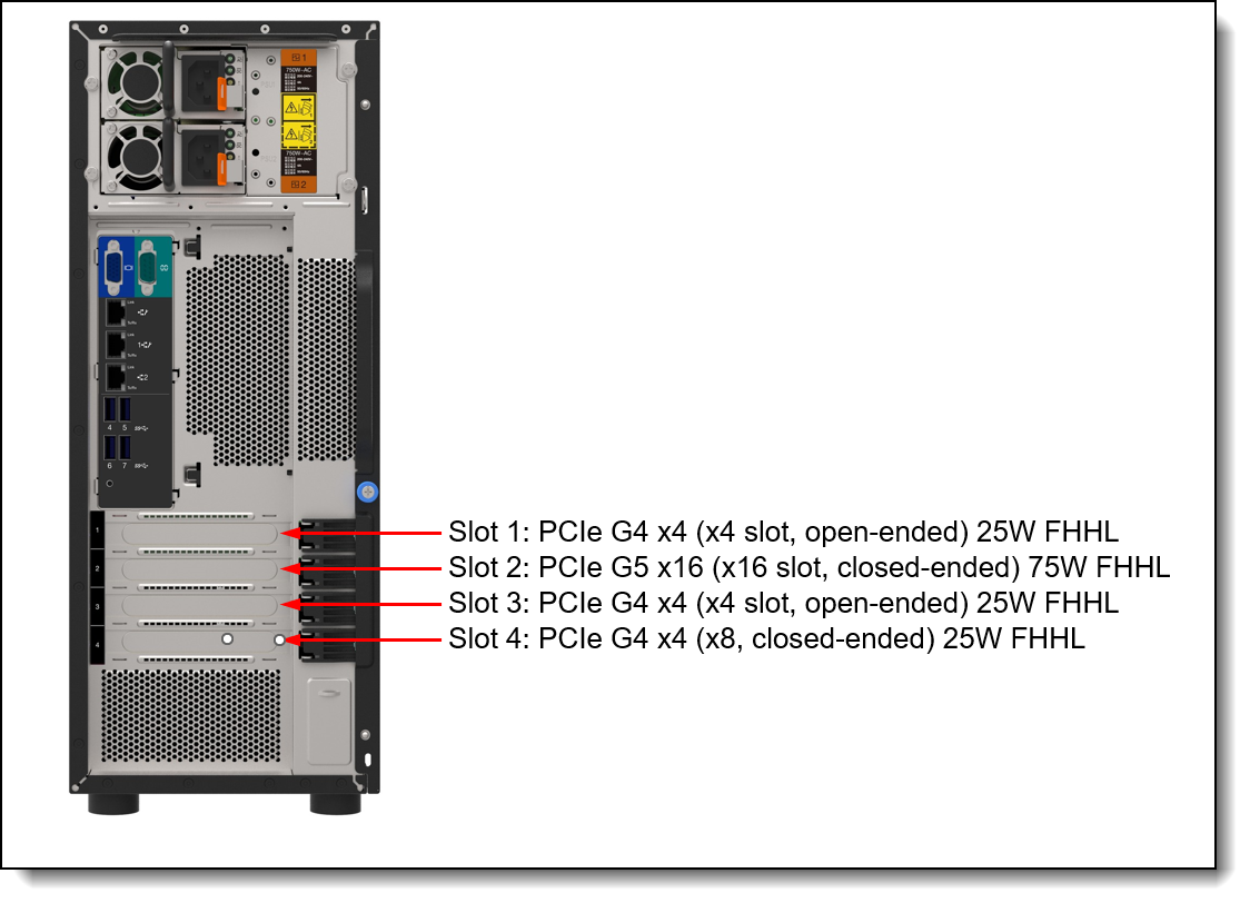 ThinkSystem ST250 V3 PCIe slots