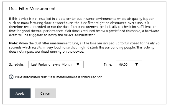Dust filter measurement in XCC