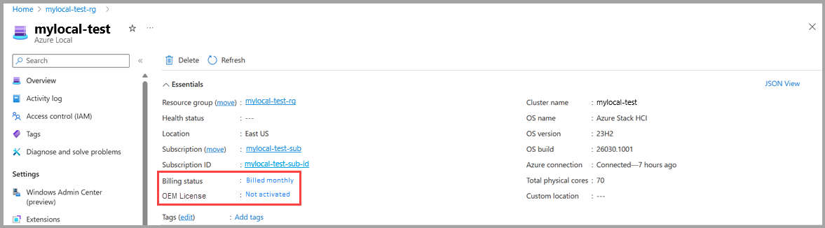 A instance billed monthly, without an active OEM license for Azure Local