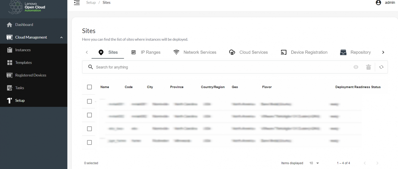 Meta-data onboarded in the Setup page