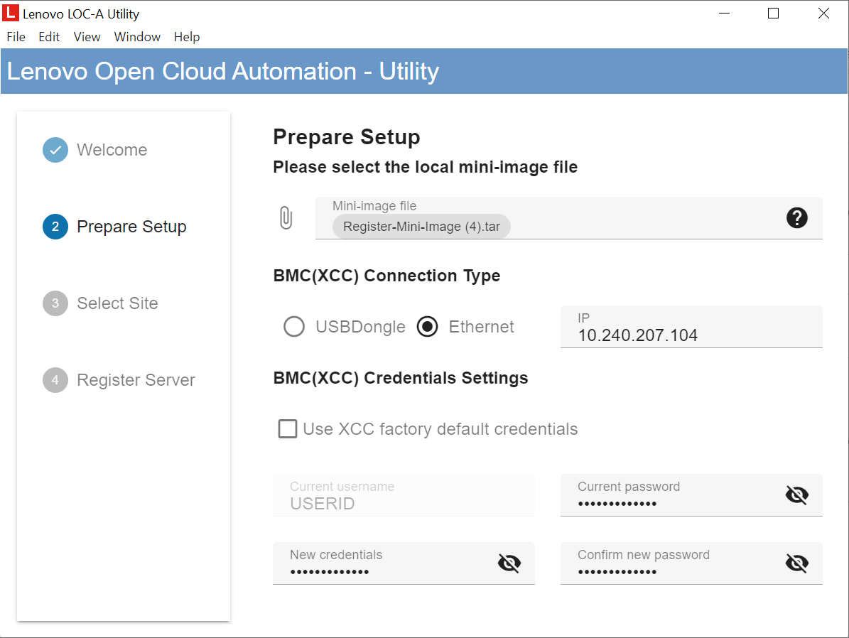 Registration Utility configuration for IP-based device on-boarding