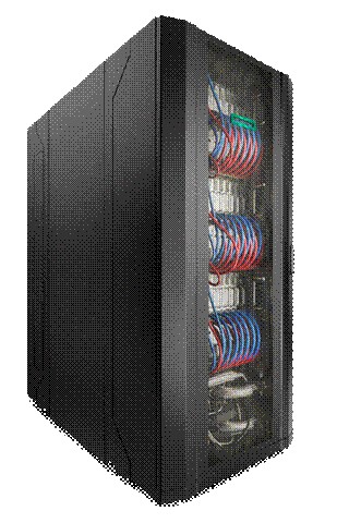 A black computer tower with wires

Description automatically generated