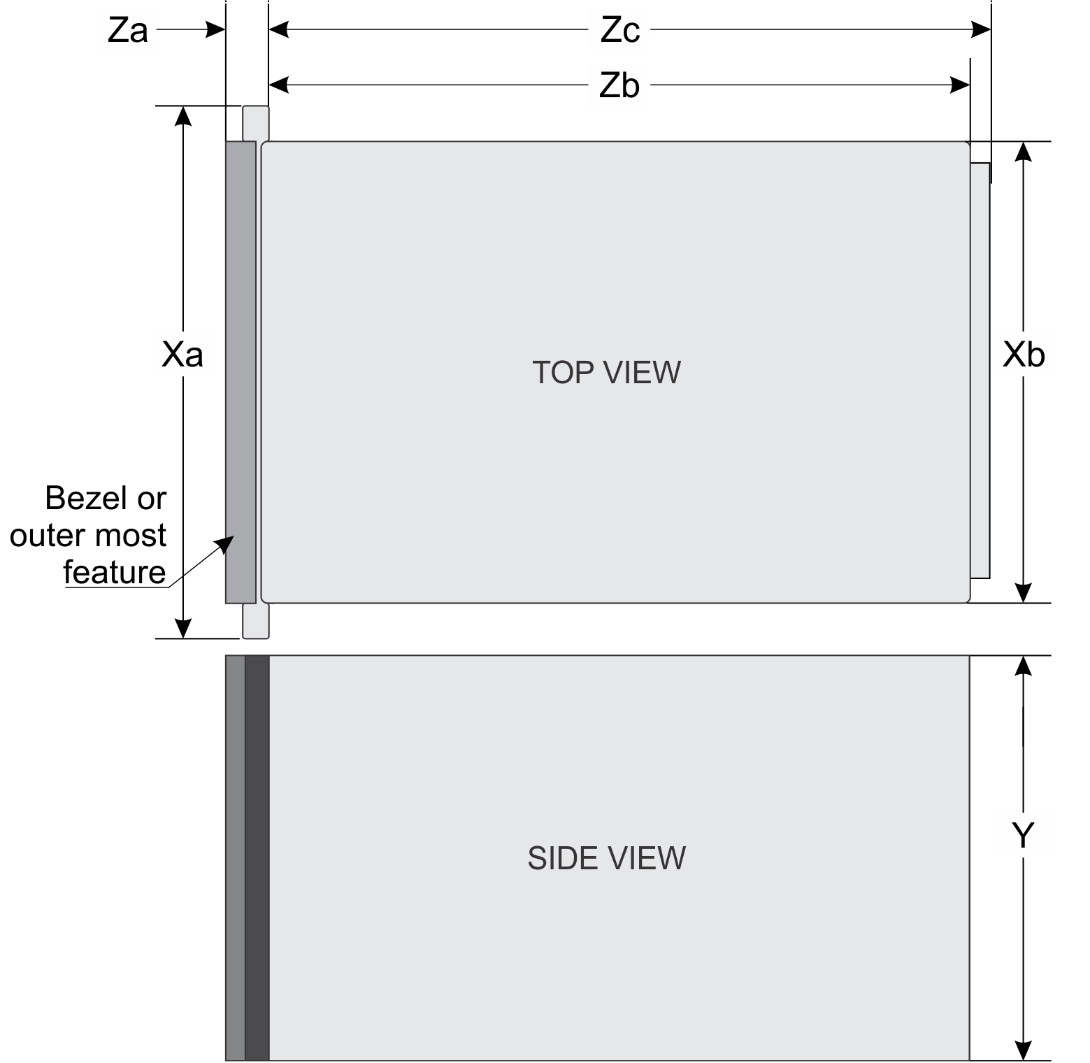 This image shows dimensions of the PoweEdge MX7000 enclosure.