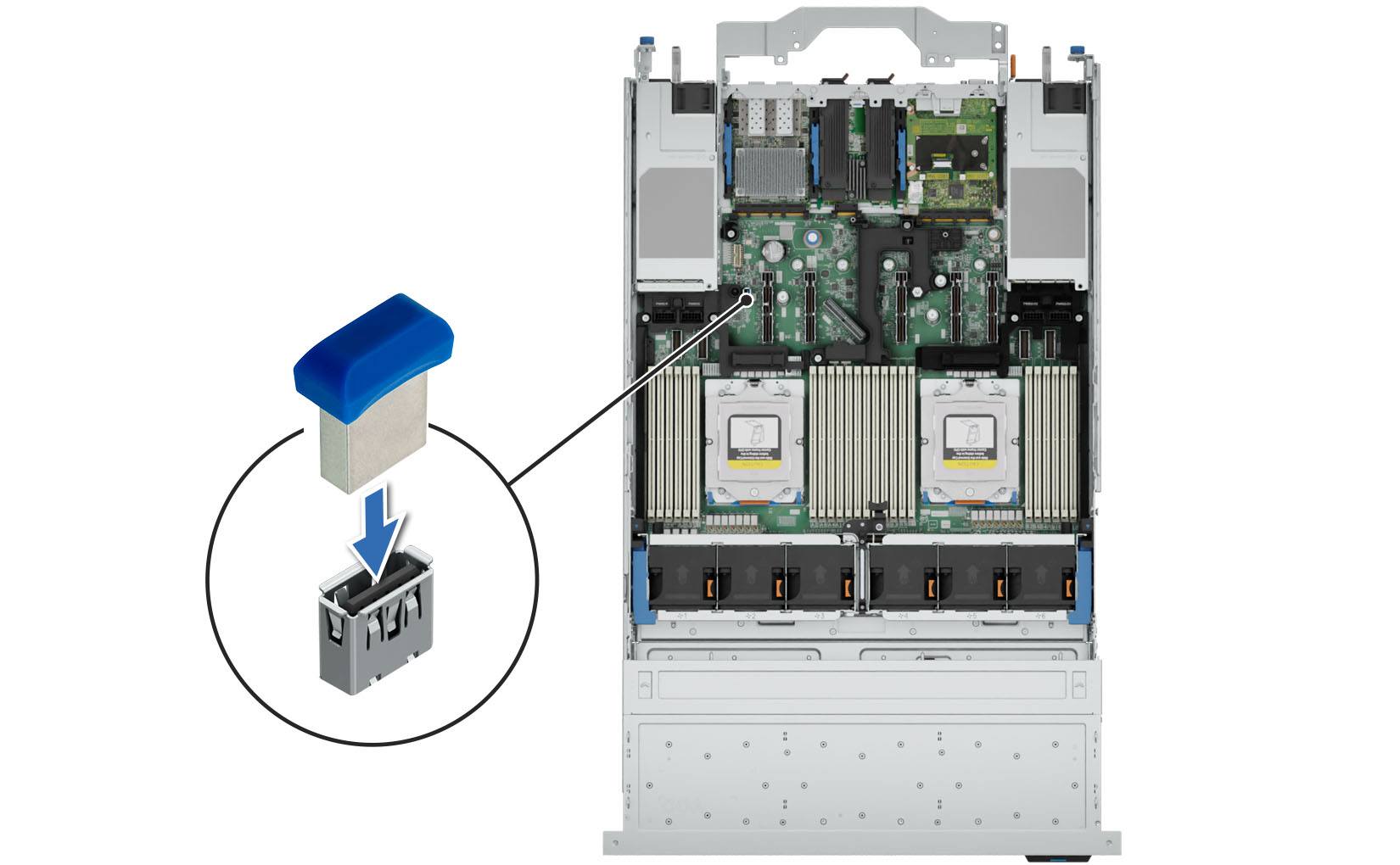 This image shows the internal USB port