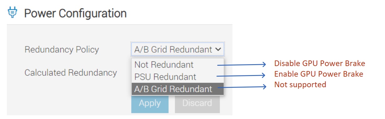 This image shows the power configuration option