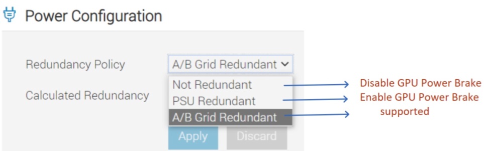 This image shows the power configuration option