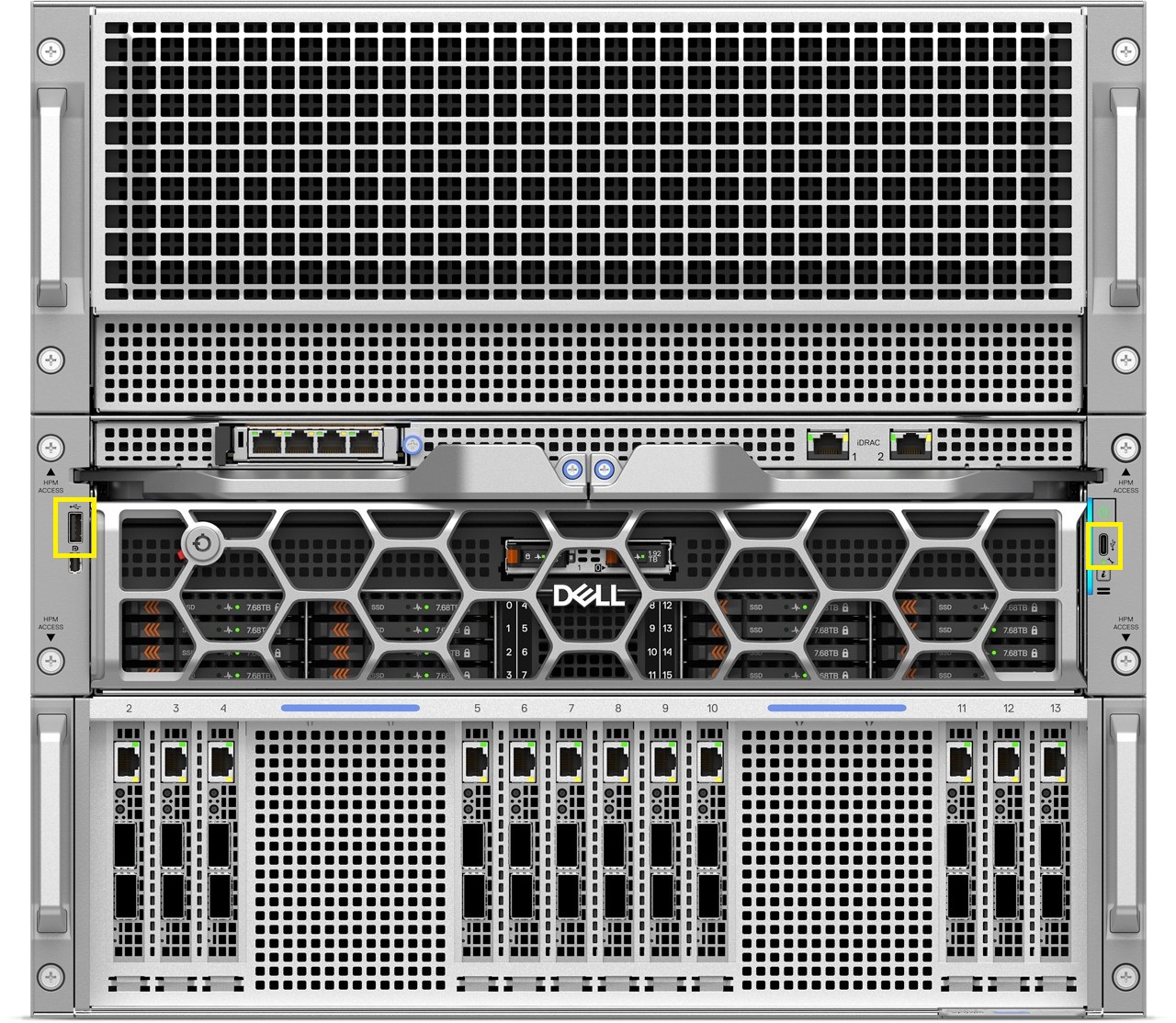This image shows the front USB ports