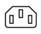 A black and white electrical outlet

Description automatically generated