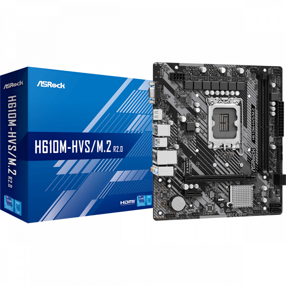 Материнская плата ASRock H610M-HVS/M.2 R2.0 DDR4 Micro-ATX, LGA 1700 - миниатюра 10