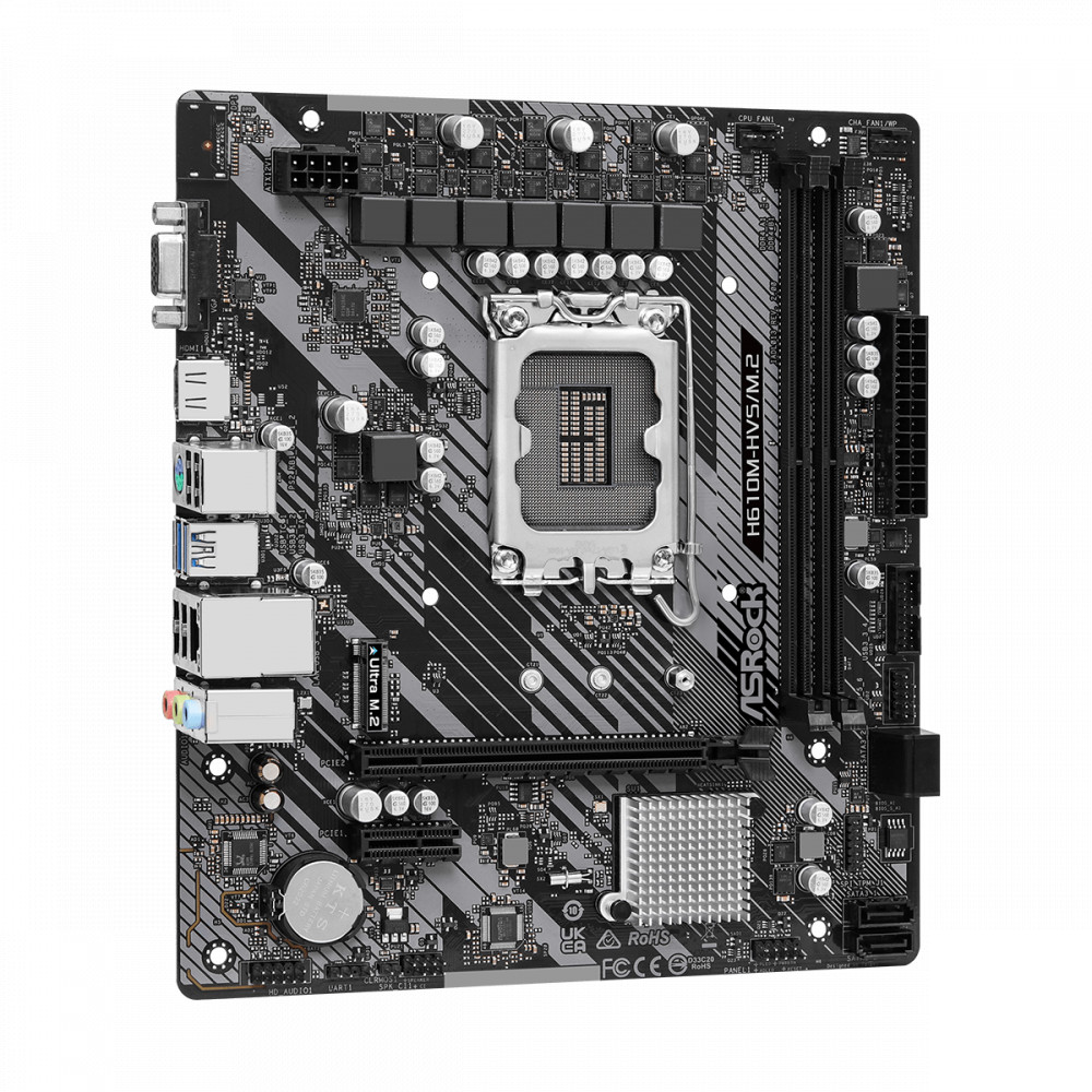 Материнская плата ASRock H610M-HVS/M.2 R2.0 DDR4 Micro-ATX, LGA 1700 - миниатюра 8