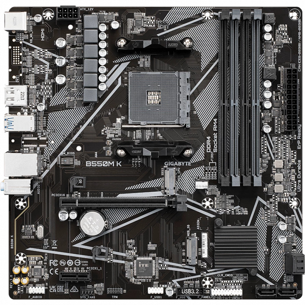 Материнская плата Gigabyte B550M K DDR4 Micro-ATX, AMD AM4 - миниатюра 6
