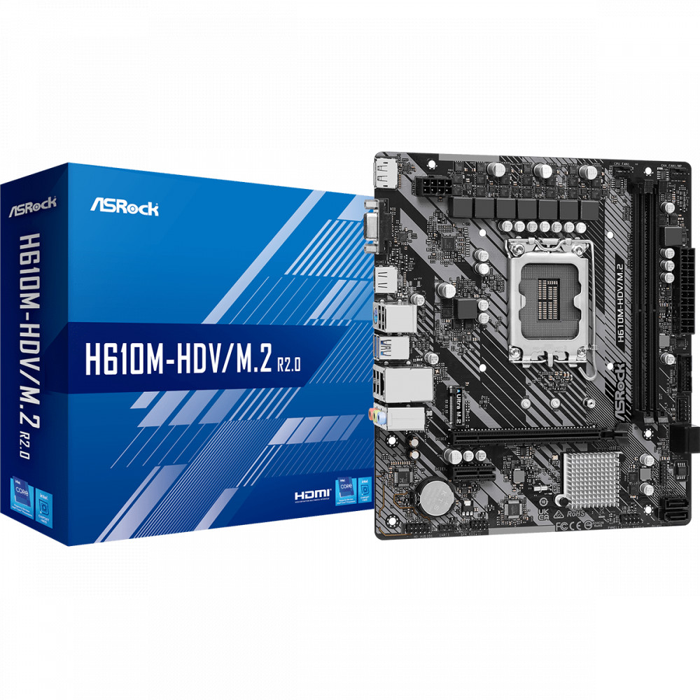 Материнская плата ASRock H610M-HDV/M.2 R2.0 DDR4 Micro-ATX, LGA 1700 - миниатюра 10