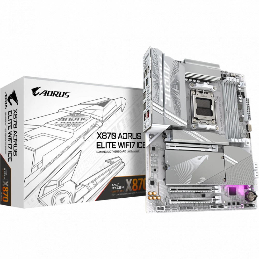 Материнская плата Gigabyte X870 AORUS ELITE WIFI7 ICE rev. 1.1 ATX, AMD AM5 - миниатюра 10