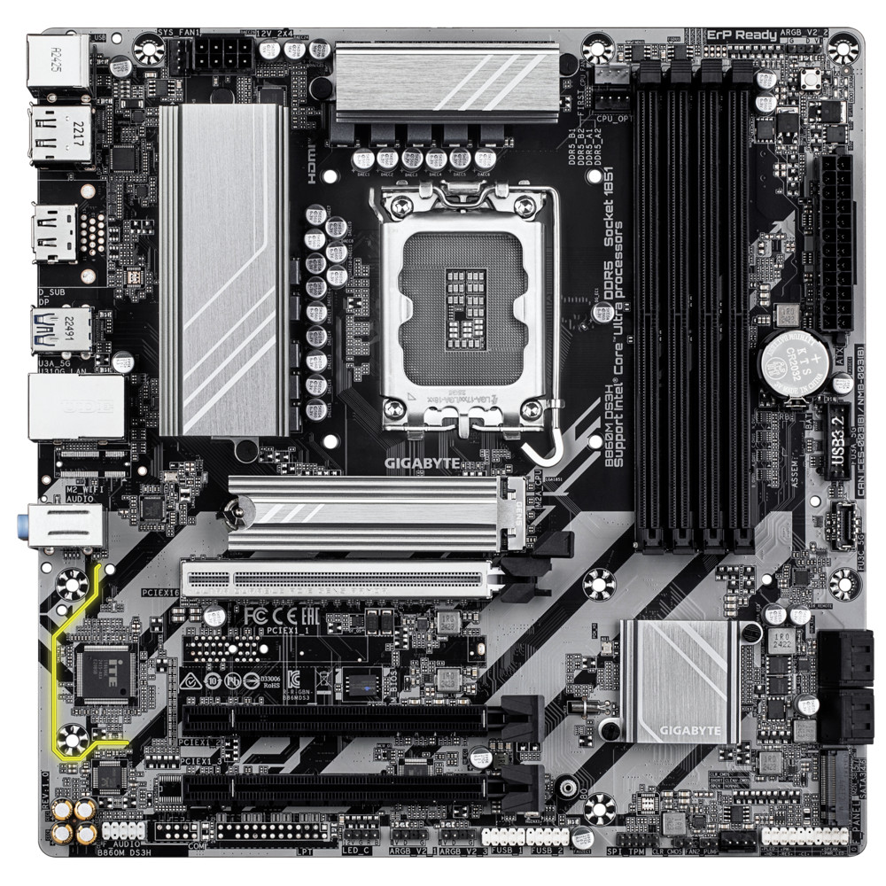 Материнская плата Gigabyte B860M DS3H rev. 1.0 Micro-ATX, LGA 1851 - миниатюра 5