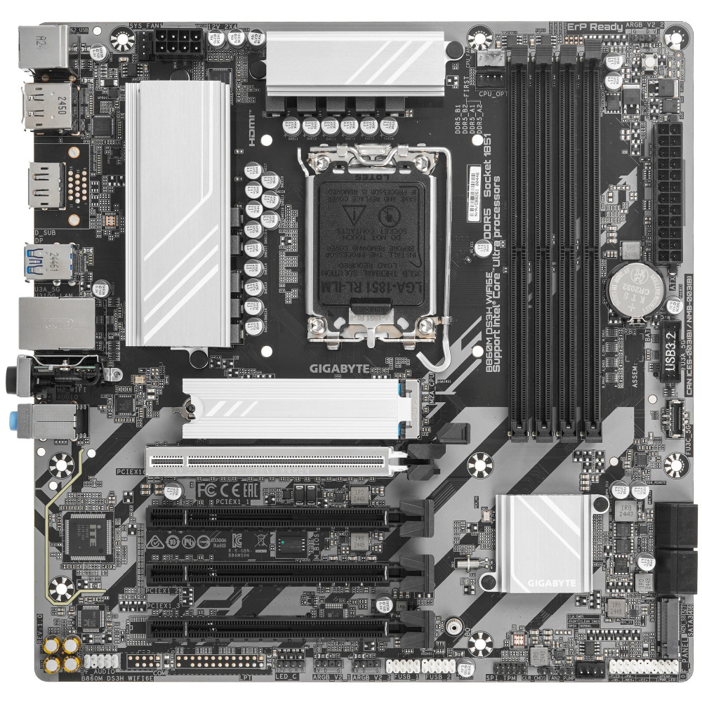 Материнская плата Gigabyte B860M DS3H WIFI6E rev. 1.0 Micro-ATX, LGA 1851 - миниатюра 6