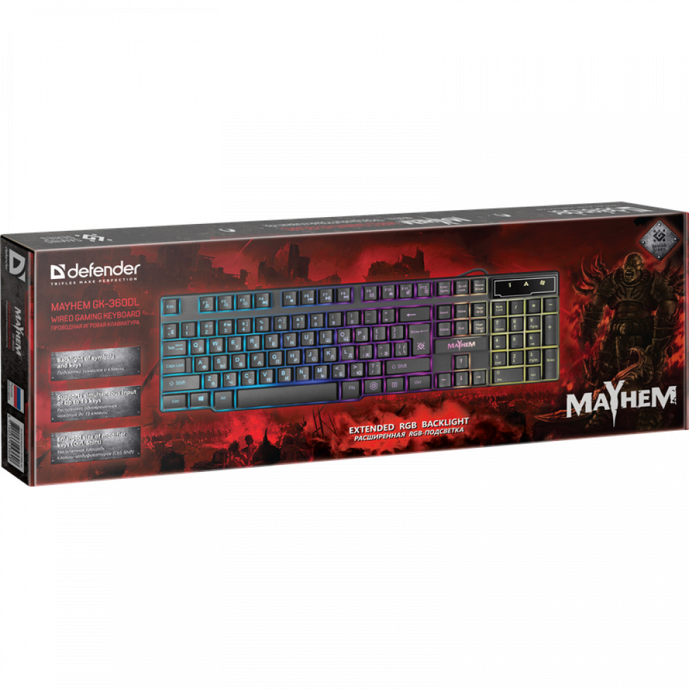 Клавиатура Defender Mayhem GK-360DL 45360 Проводная, USB - миниатюра 15