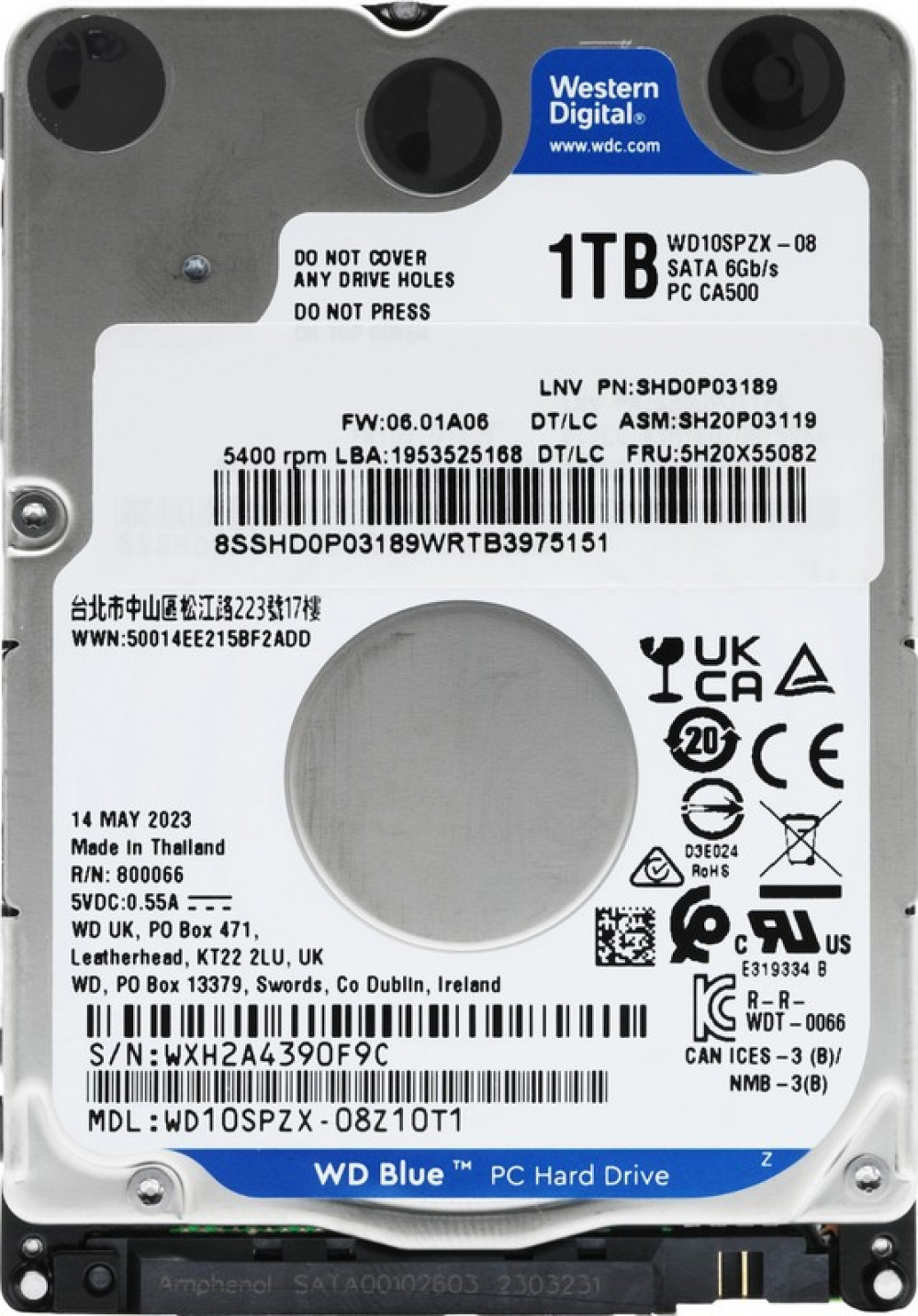 Жесткий диск Western Digital WD10SPZX HDD (классические), 1 ТБ, 2.5 дюйма, SATA - миниатюра 3