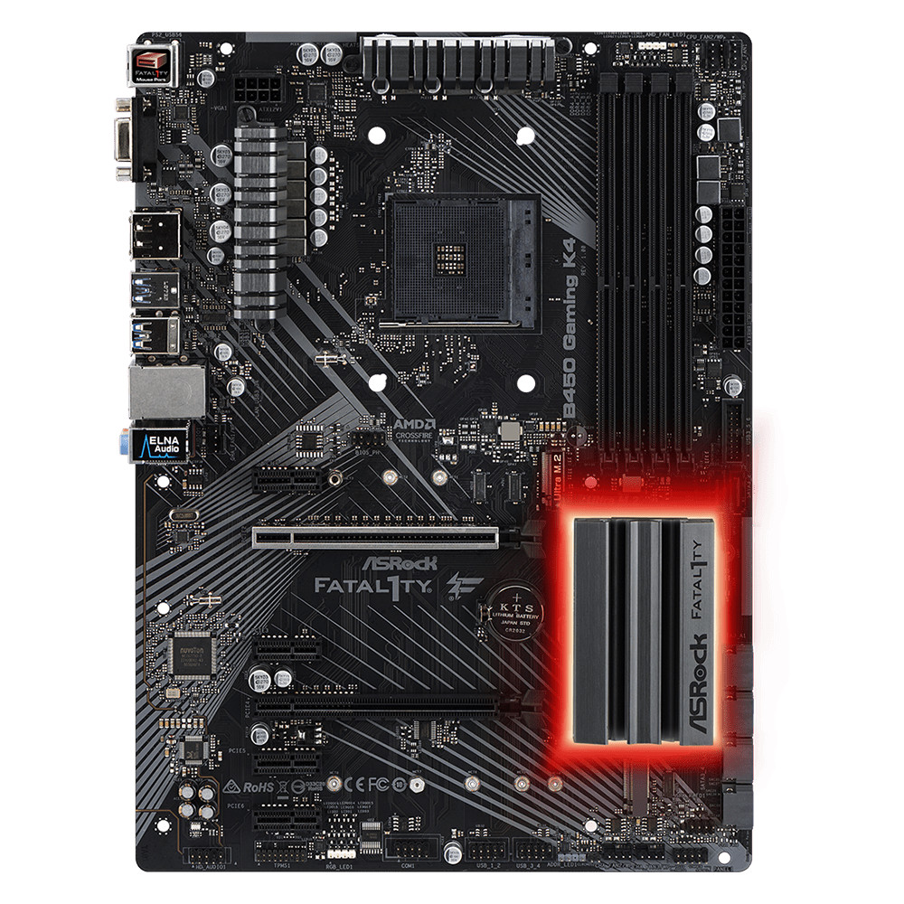 Материнская плата ASRock Gaming K4 B450 GAMING K4 ATX, AMD AM4 - миниатюра 5