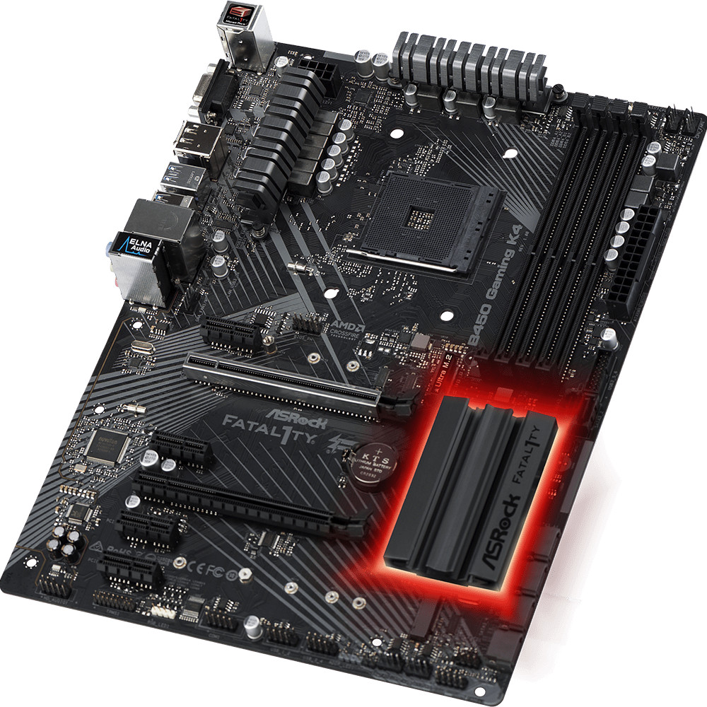 Материнская плата ASRock Gaming K4 B450 GAMING K4 ATX, AMD AM4 - миниатюра 6