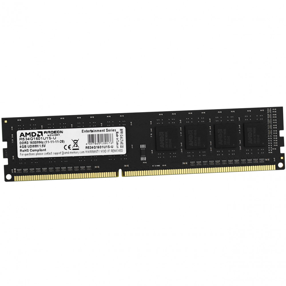 ОЗУ AMD Radeon R3 Value Series Black R534G1601U1S-U DIMM, DDR3, 4 Гб, 1600 МГц - миниатюра 2