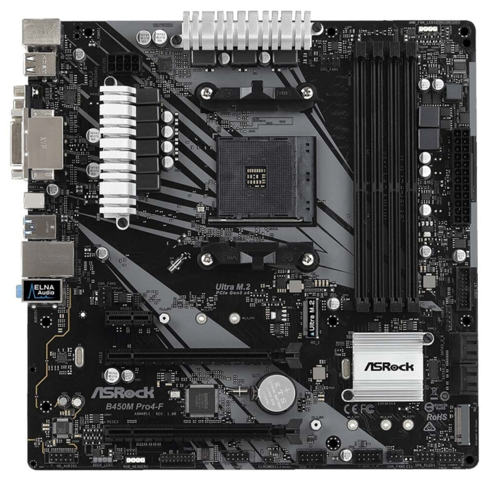 Материнская плата ASRock B450M PRO4-F Micro-ATX, AMD AM4 - миниатюра 10