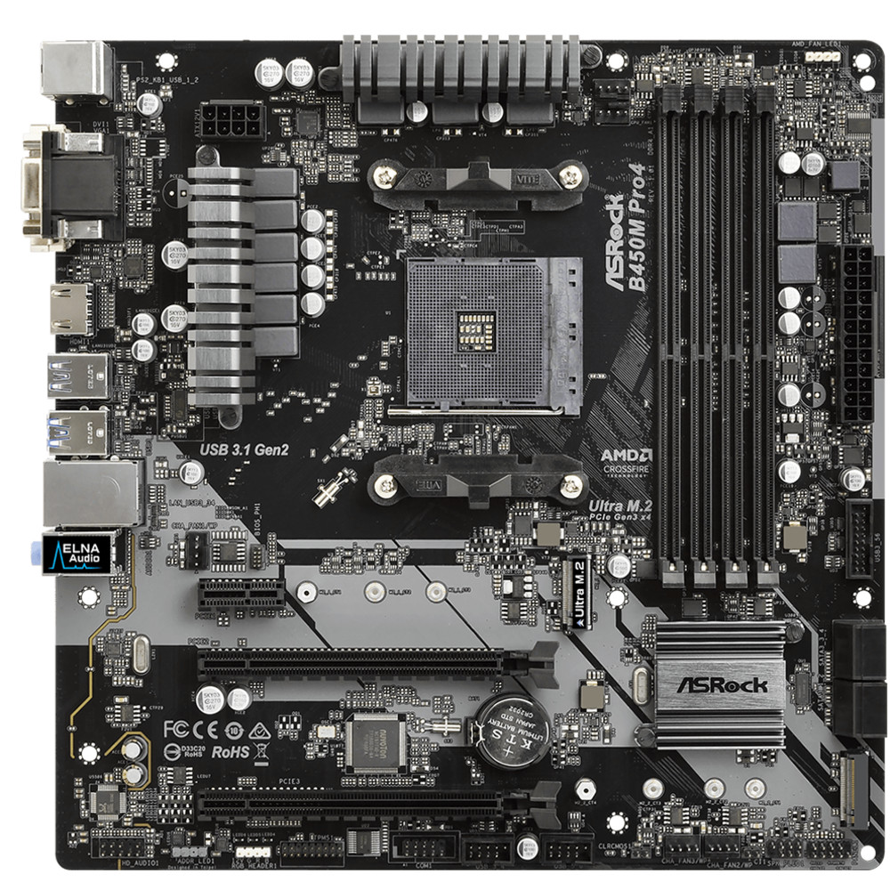 Материнская плата ASRock B450M PRO4 Micro-ATX, AMD AM4 - миниатюра 10
