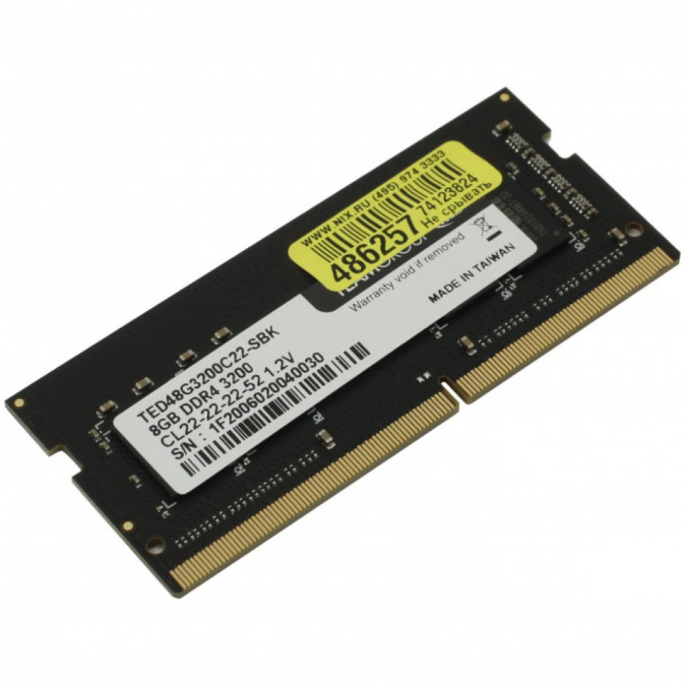 ОЗУ Team Group ELITE TED48G3200C22-S01 SO-DIMM, DDR4, 8 Гб, 3200 МГц - миниатюра 2