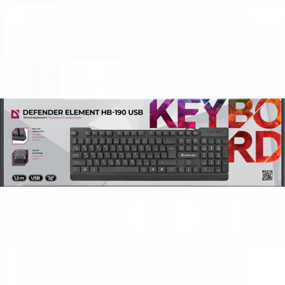 Клавиатура Defender Element HB-190 USB RU 45191 Проводная, USB - миниатюра 4