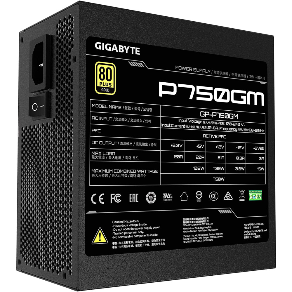Блок питания Gigabyte GP-P750GM (80 Plus Gold 750W, Modular, Smart Fan, Smart Power Protection, 5 Year Warranty, Power Supply) 750 Вт - миниатюра 8