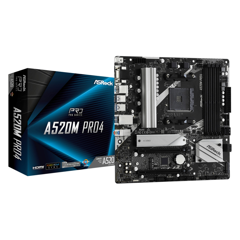 Материнская плата ASRock A520M PRO4 Micro-ATX, AMD AM4 - миниатюра 5
