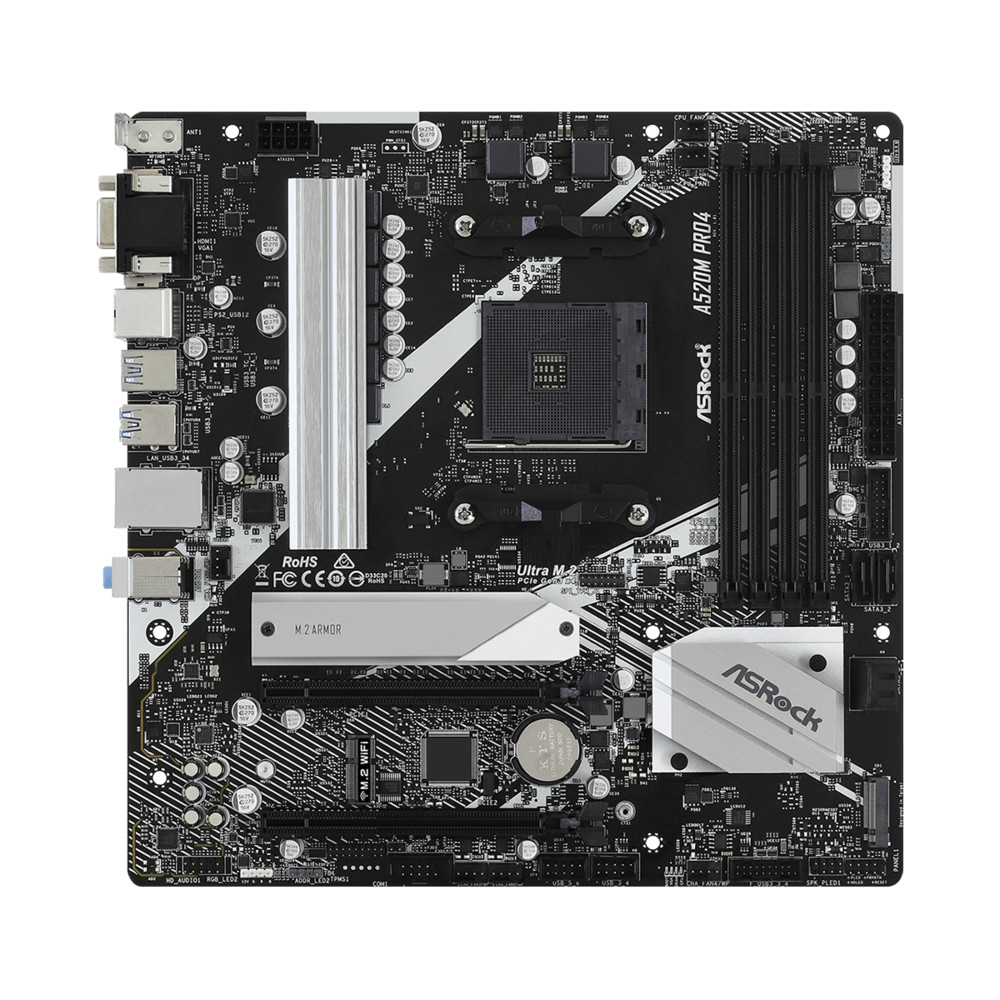 Материнская плата ASRock A520M PRO4 Micro-ATX, AMD AM4 - миниатюра 4