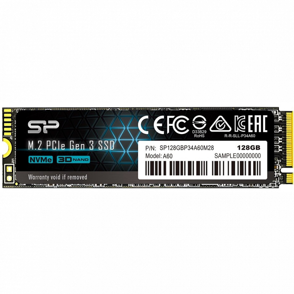 Жесткий диск Silicon Power A60 SP128GBP34A60M28 SSD (твердотельные), 128 ГБ, M.2, PCIe - миниатюра 3