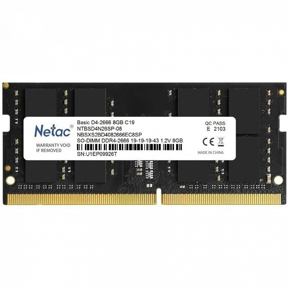 ОЗУ Netac 8 Гб NTBSD4N26SP-08 SO-DIMM, DDR4, 8 Гб, 2666 МГц - миниатюра 2