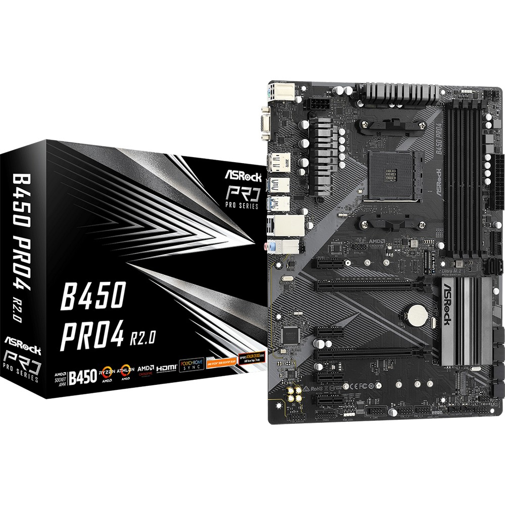 Материнская плата ASRock B450 PRO4 R2.0 ATX, AMD AM4 - миниатюра 10