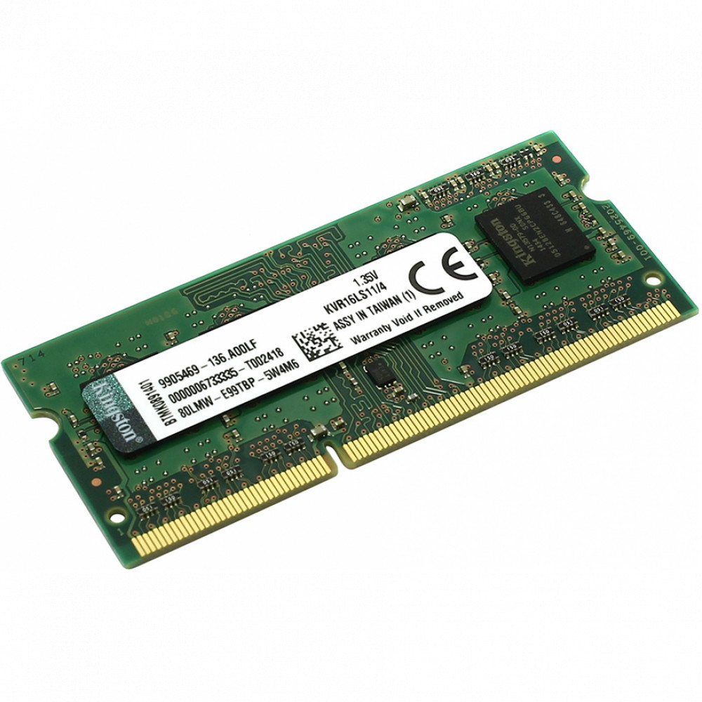 ОЗУ Kingston 4 ГБ KVR16LS11/4WP SO-DIMM, DDR3, 4 Гб, 1600 МГц - миниатюра 2