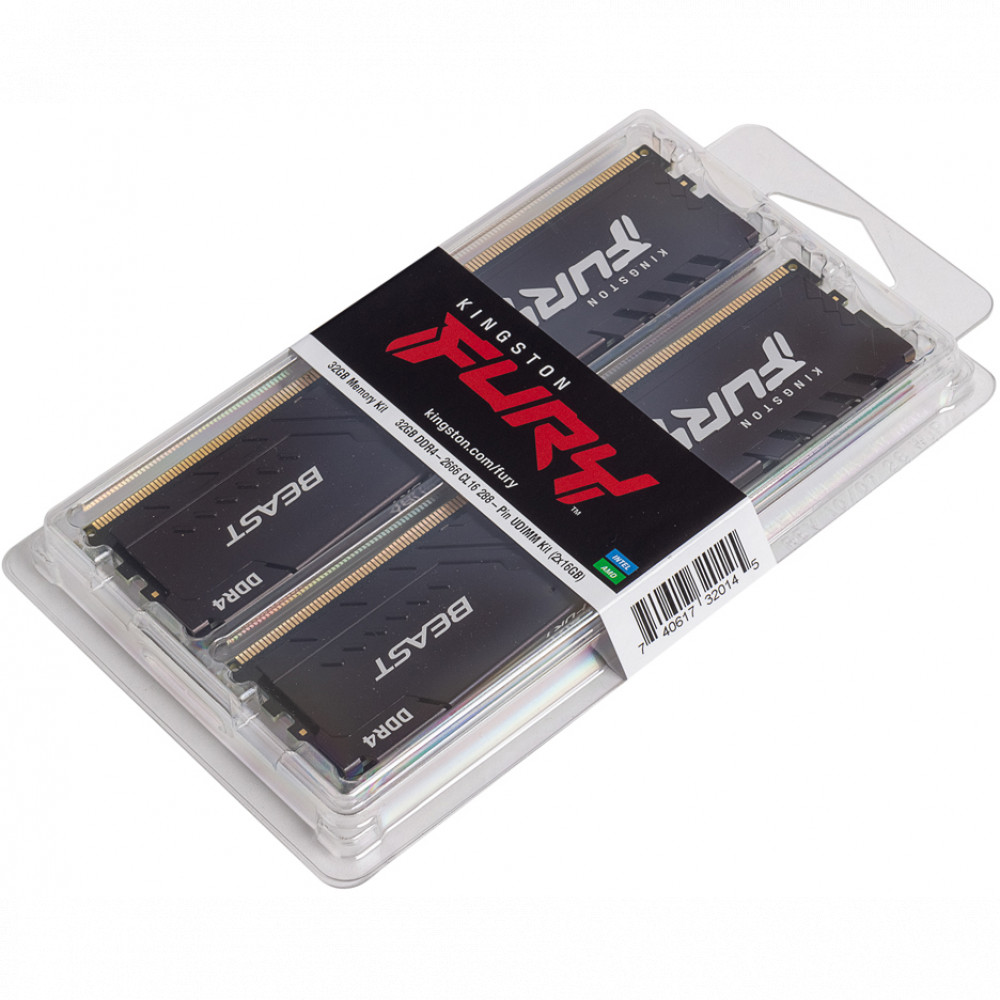 ОЗУ Kingston FURY Beast 16 ГБ KF432C16BB1K2/32 DIMM, DDR4, 32 Гб (2 х 16 Гб), 3200 МГц - миниатюра 4