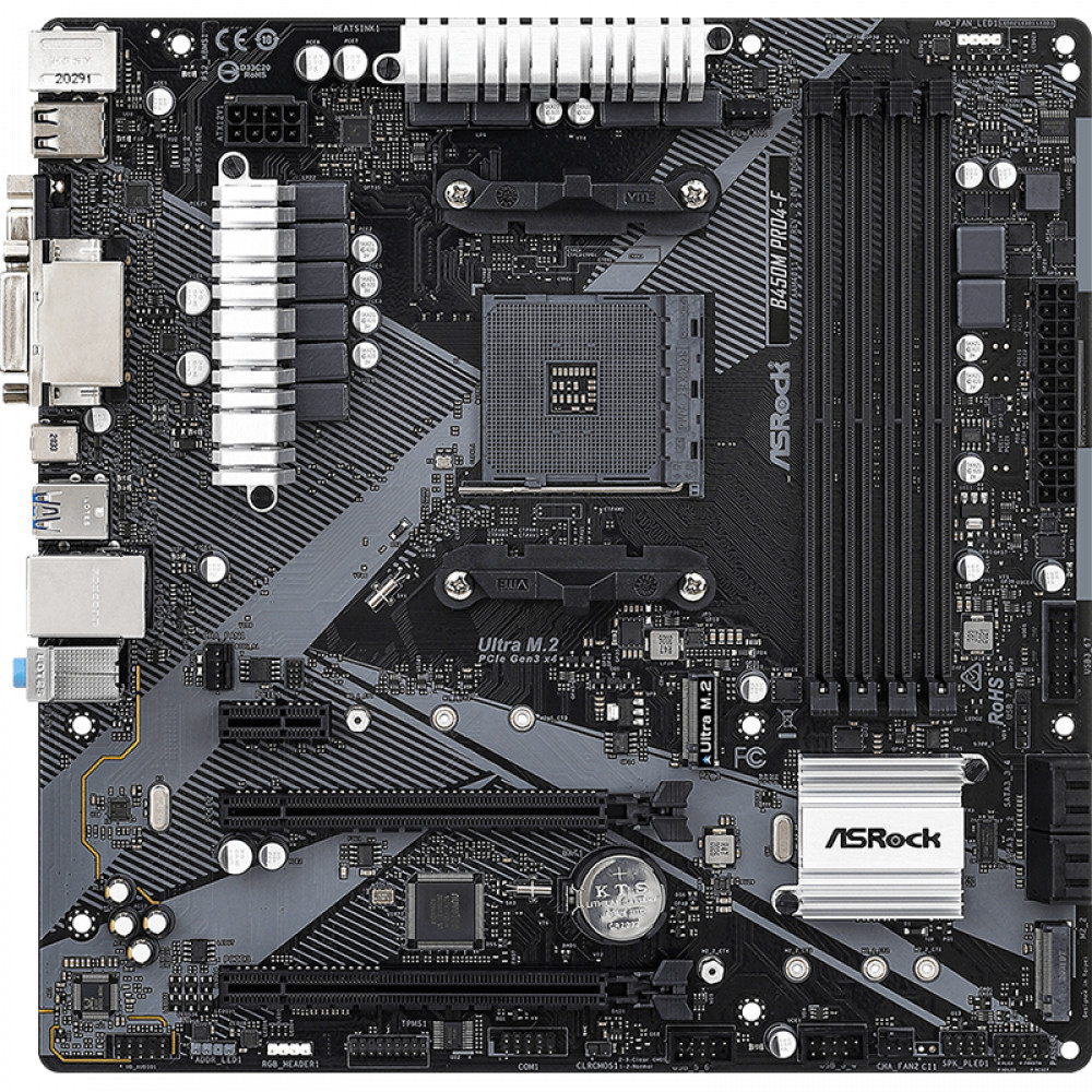 Материнская плата ASRock B450M PRO4-F R2.0 Micro-ATX, AMD AM4 - миниатюра 6