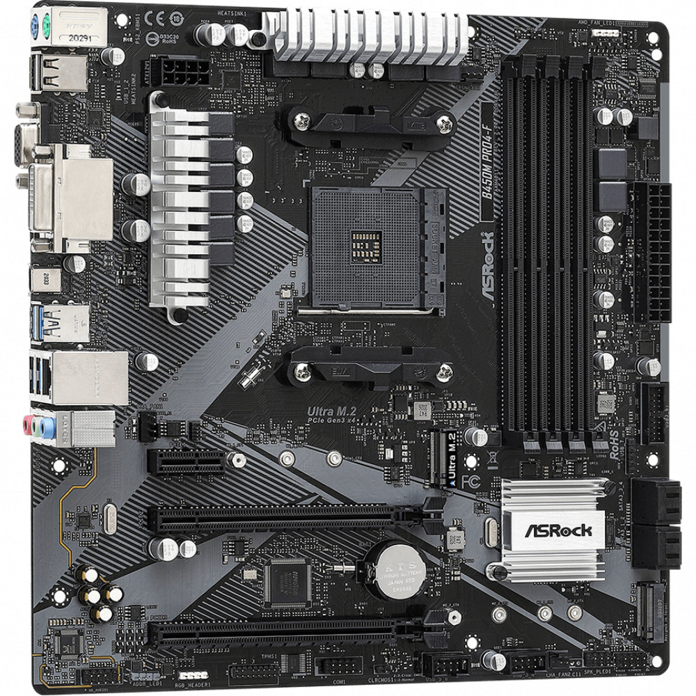 Материнская плата ASRock B450M PRO4-F R2.0 Micro-ATX, AMD AM4 - миниатюра 5