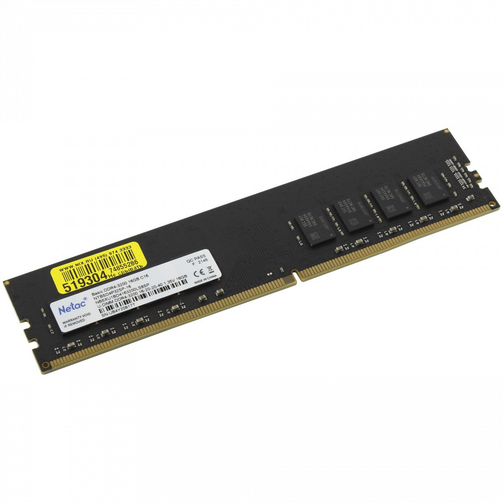 ОЗУ Netac Basic NTBSD4P32SP-16 DIMM, DDR4, 16 Гб, 3200 МГц - миниатюра 3