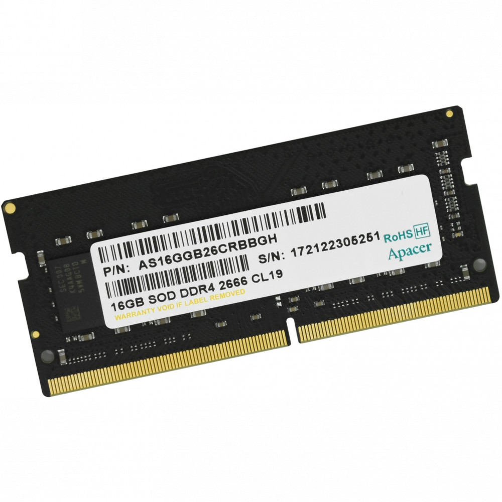 ОЗУ Apacer 16 ГБ ES.16G2V.PRH SO-DIMM, DDR4, 16 Гб, 2666 МГц - миниатюра 2