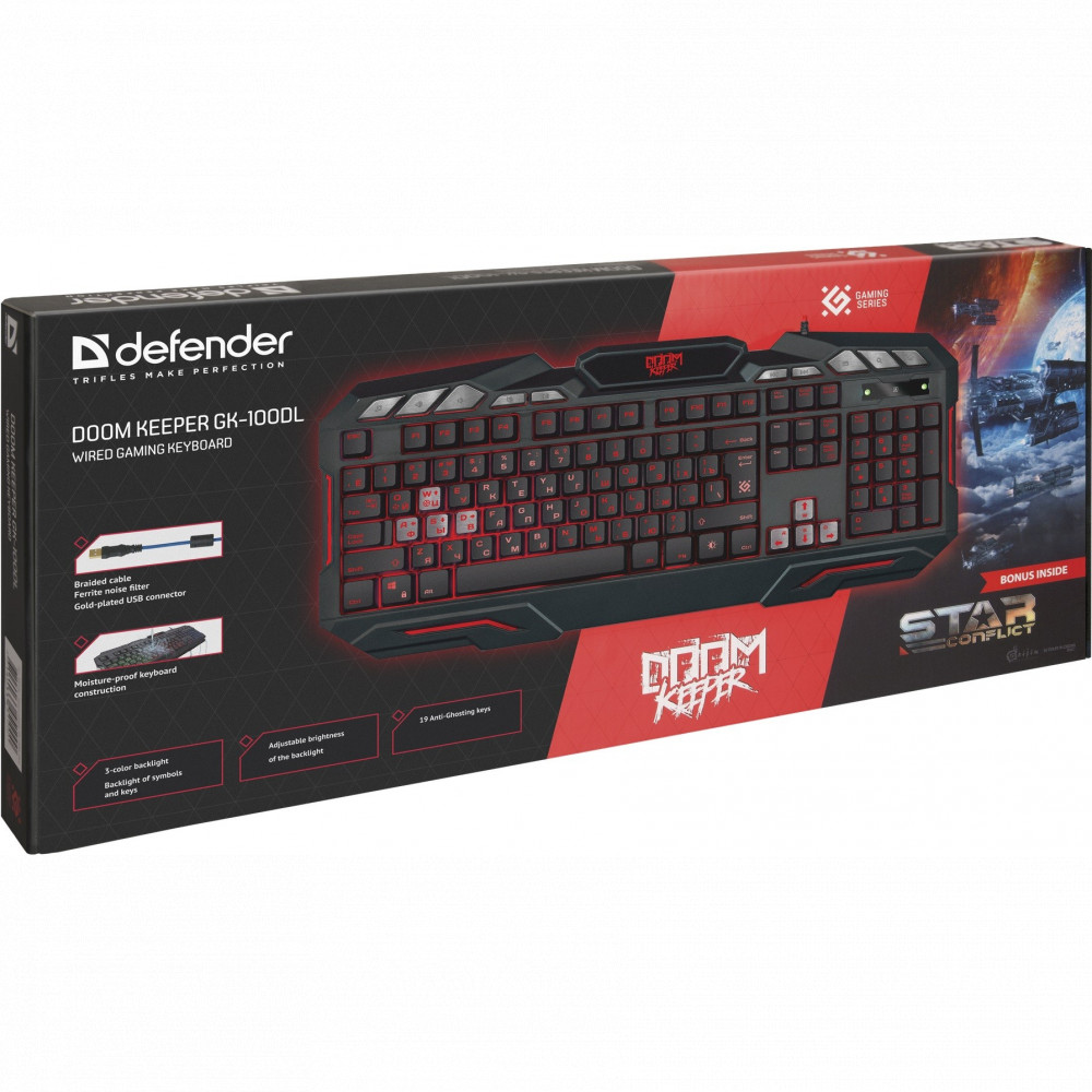 Клавиатура Defender Doom Keeper GK-100DL 45100 Проводная, USB - миниатюра 8