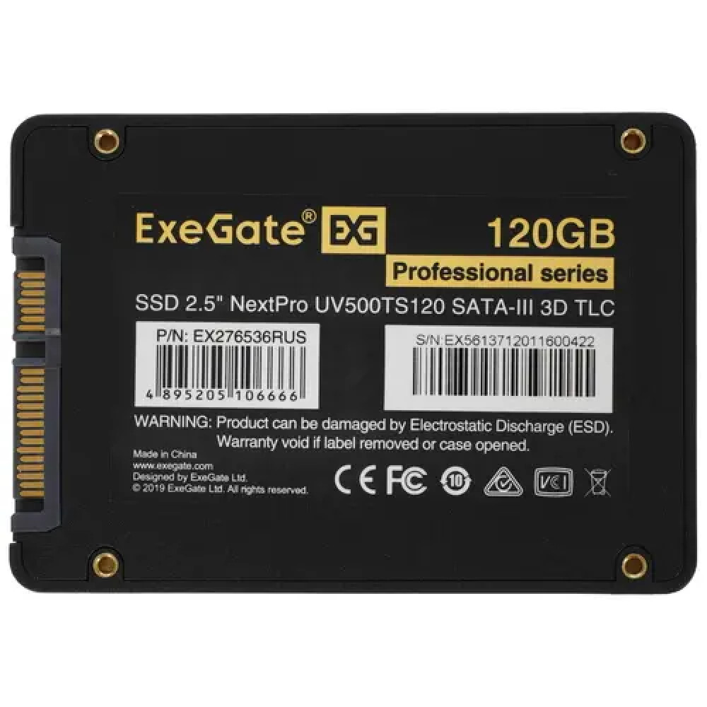 Жесткий диск ExeGate NextPro UV500TS120 EX276536RUS SSD (твердотельные), 120 ГБ, 2.5 дюйма, SATA - миниатюра 5