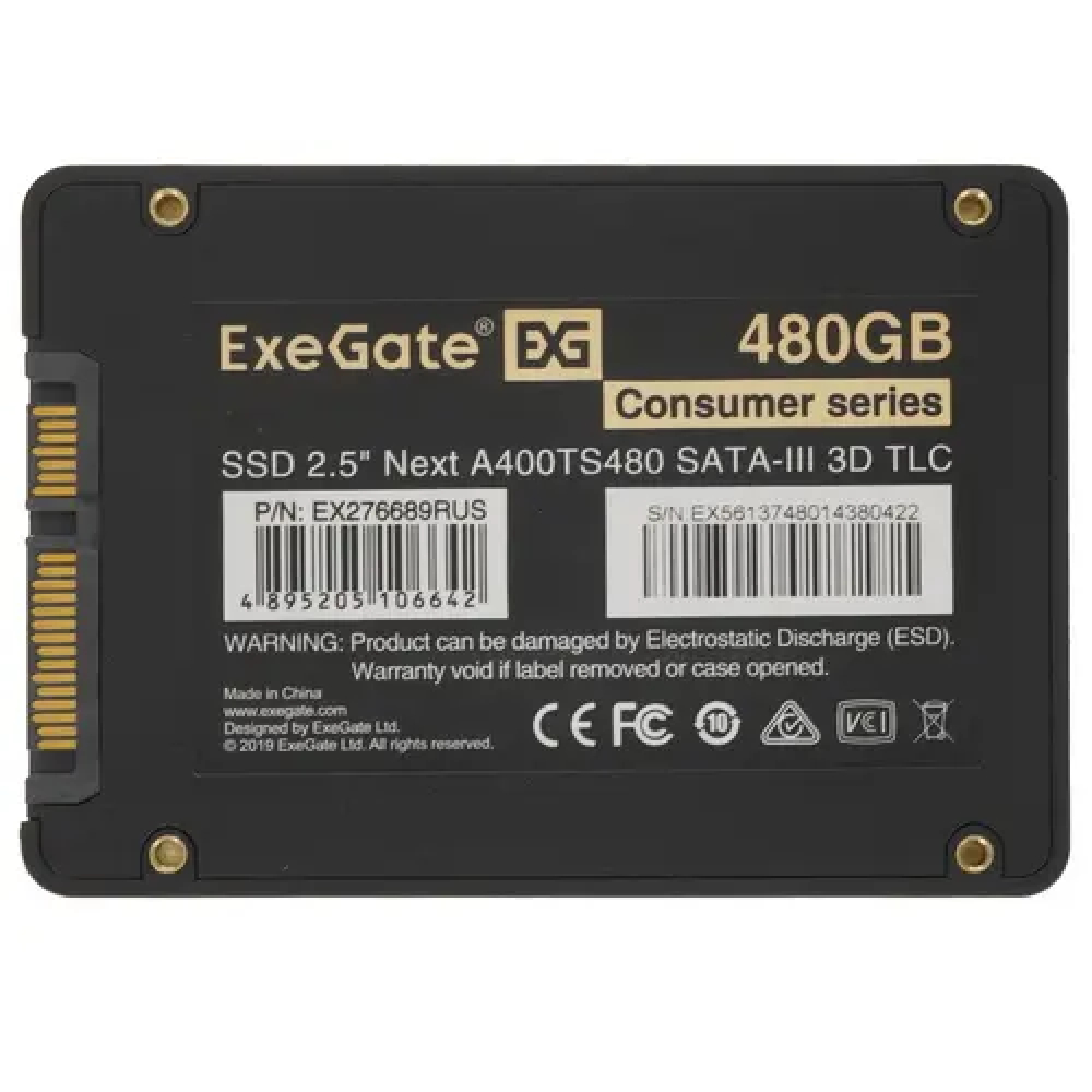 Жесткий диск ExeGate Next A400TS480 EX276689RUS SSD (твердотельные), 480 ГБ, 2.5 дюйма, SATA - миниатюра 5