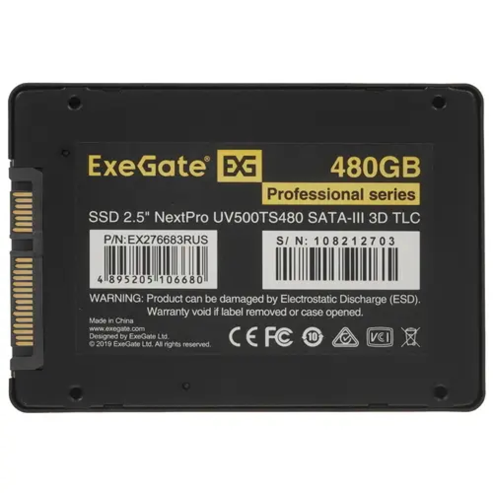 Жесткий диск ExeGate NextPro UV500TS480 EX276683RUS SSD (твердотельные), 480 ГБ, 2.5 дюйма, SATA - миниатюра 5