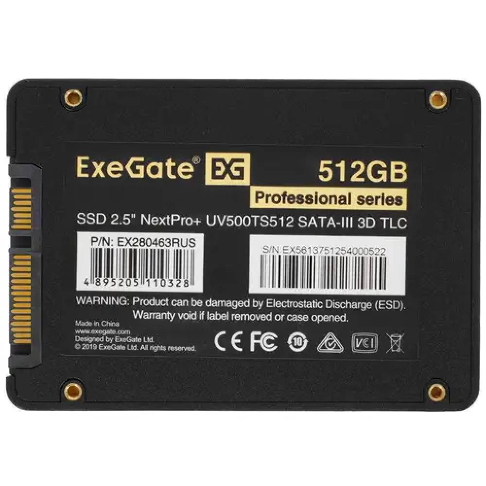 Жесткий диск ExeGate NextPro+ UV500TS512 EX280463RUS SSD (твердотельные), 512 ГБ, 2.5 дюйма, SATA - миниатюра 5
