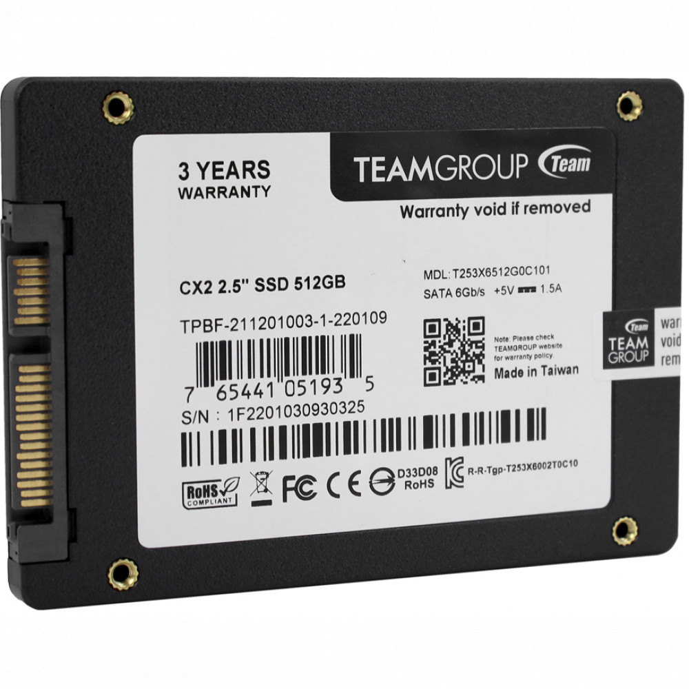 Жесткий диск Team Group CX2 T253X6512G0C101 SSD (твердотельные), 512 ГБ, 2.5 дюйма, SATA - миниатюра 4